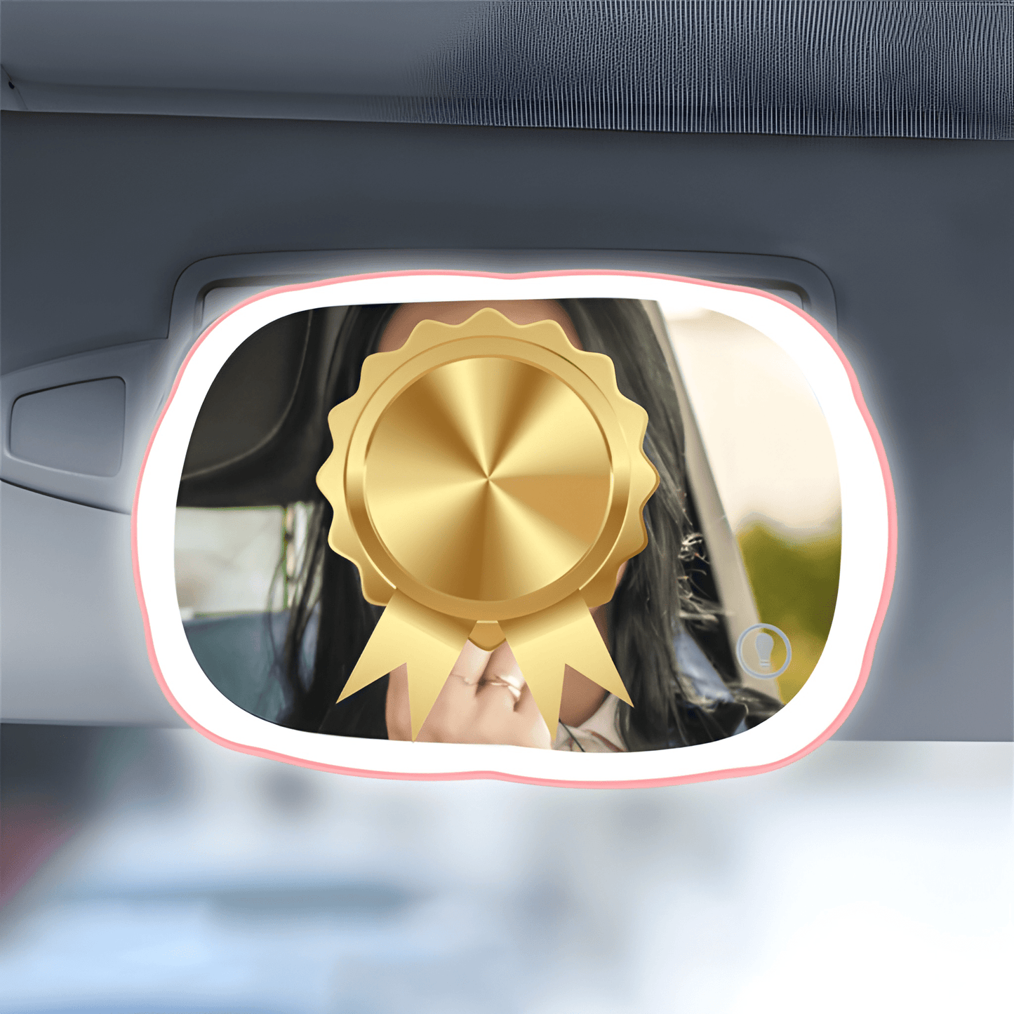 Extra Large Car Mirror with LED Lights – Portable Makeup Mirror for Perfect Touch-Ups On the Go Rechargable
