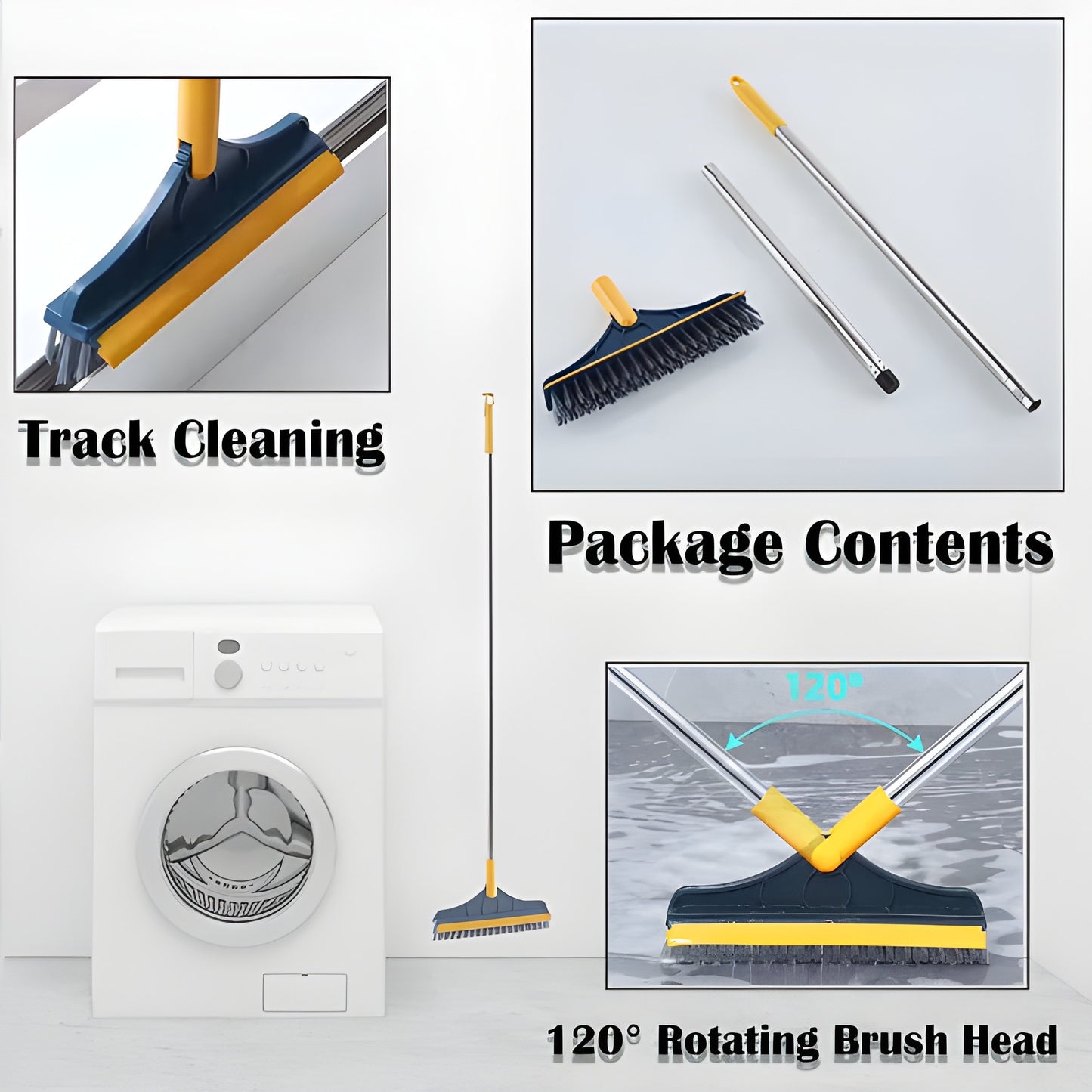 2 In 1 Floor Cleaning Brush Bathroom Tile Windows Floor Cleaning Brush With 120° Rotatable Head – Multipurpose Bathroom Floor Cleaning Brush – Floor Brush Scrubber | Floor Cleaning Brush