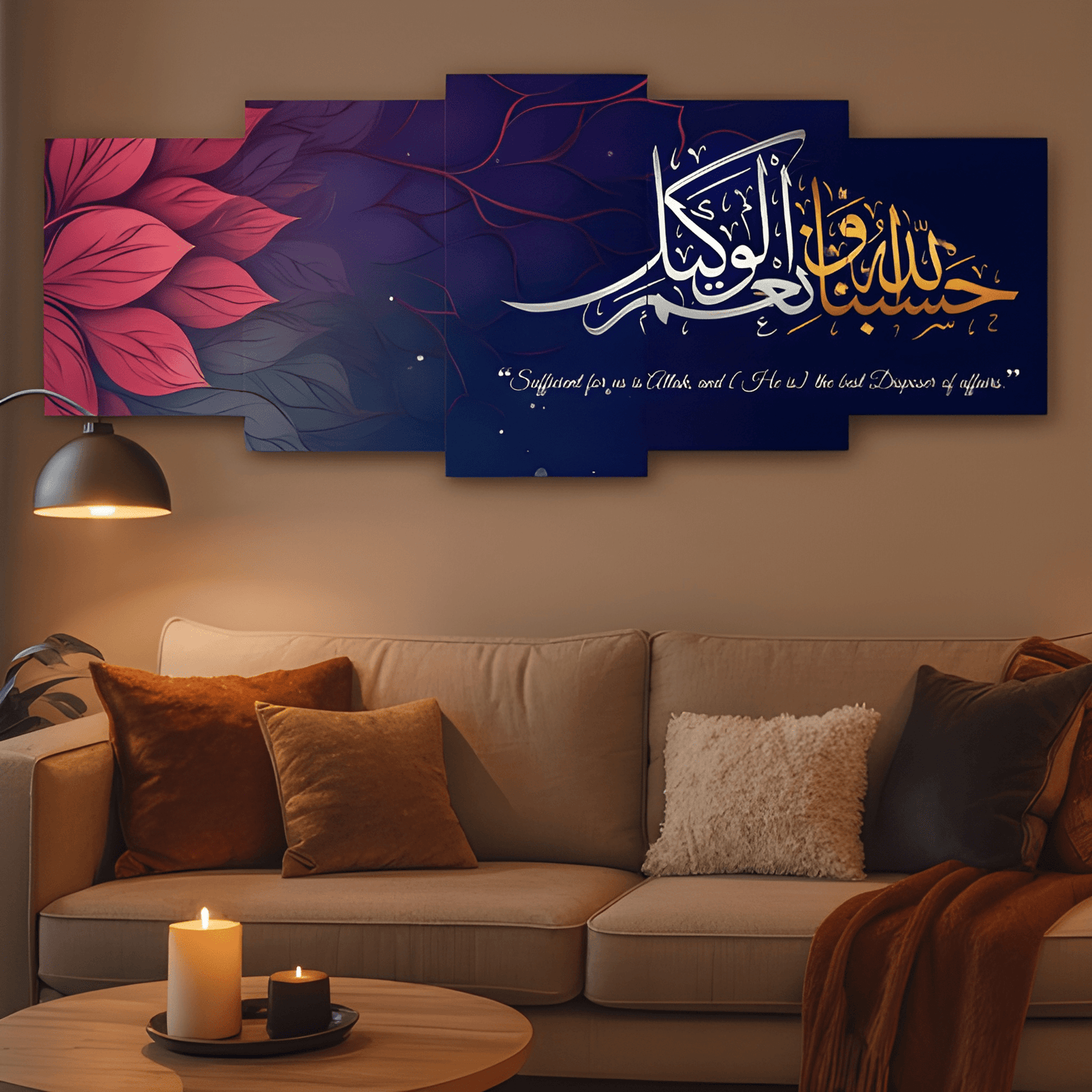 5-Piece Wooden Wall Frames Set – 16x40 Inch Ready Size | Sticky Tiles with Adhesive Tape