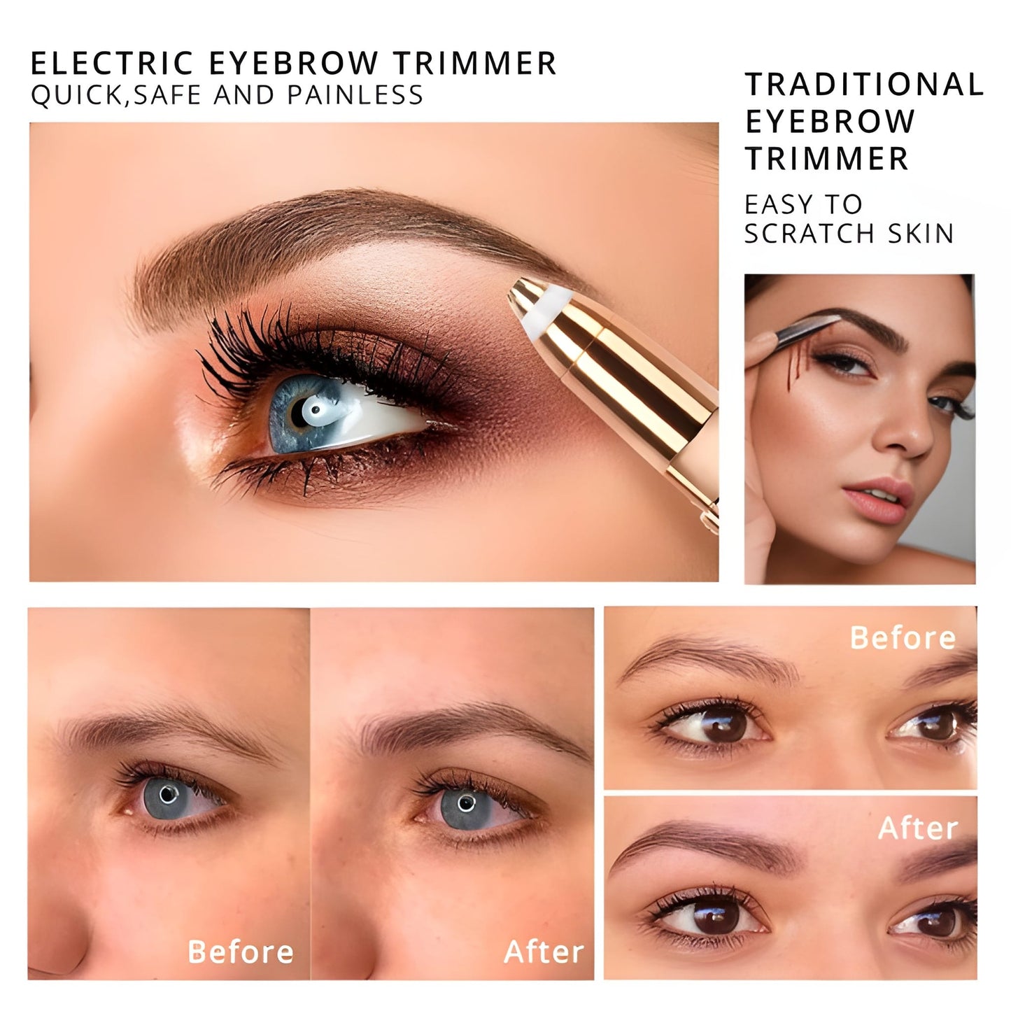 2-in-1 Women's Electric Epilator & Painless Shaver – USB Rechargeable Hair Remover for Face, Body, Bikini & Eyebrows