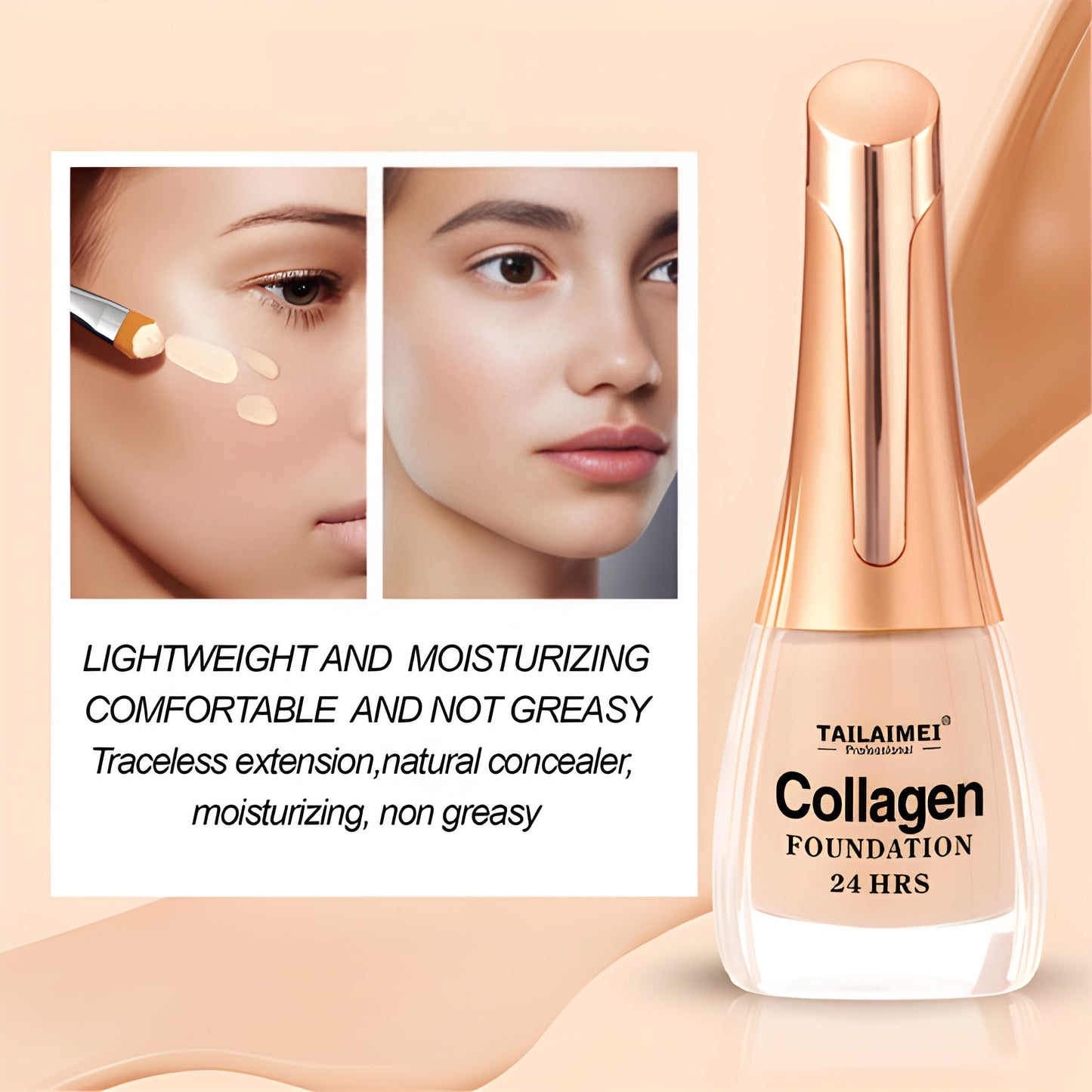 24 Hrs Flawless Finish Collagen Foundation – Long-Lasting Creamy Formula for Smooth, Radiant & Even Skin Tone, 35ml