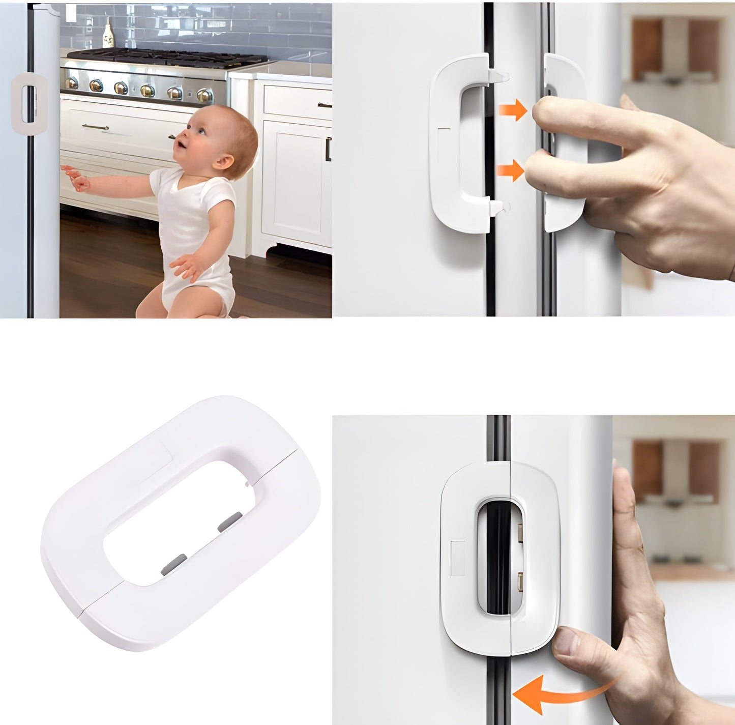 Child Safety Refrigerator Door Lock – No-Drill Latch to Prevent Kids & Pets Access