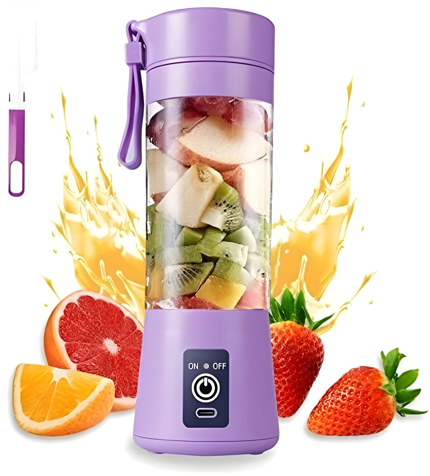 Rechargeable Portable Mini Juicer Blender – 6 Blades, 380ml Outdoor Juicing Cup [Random Color]