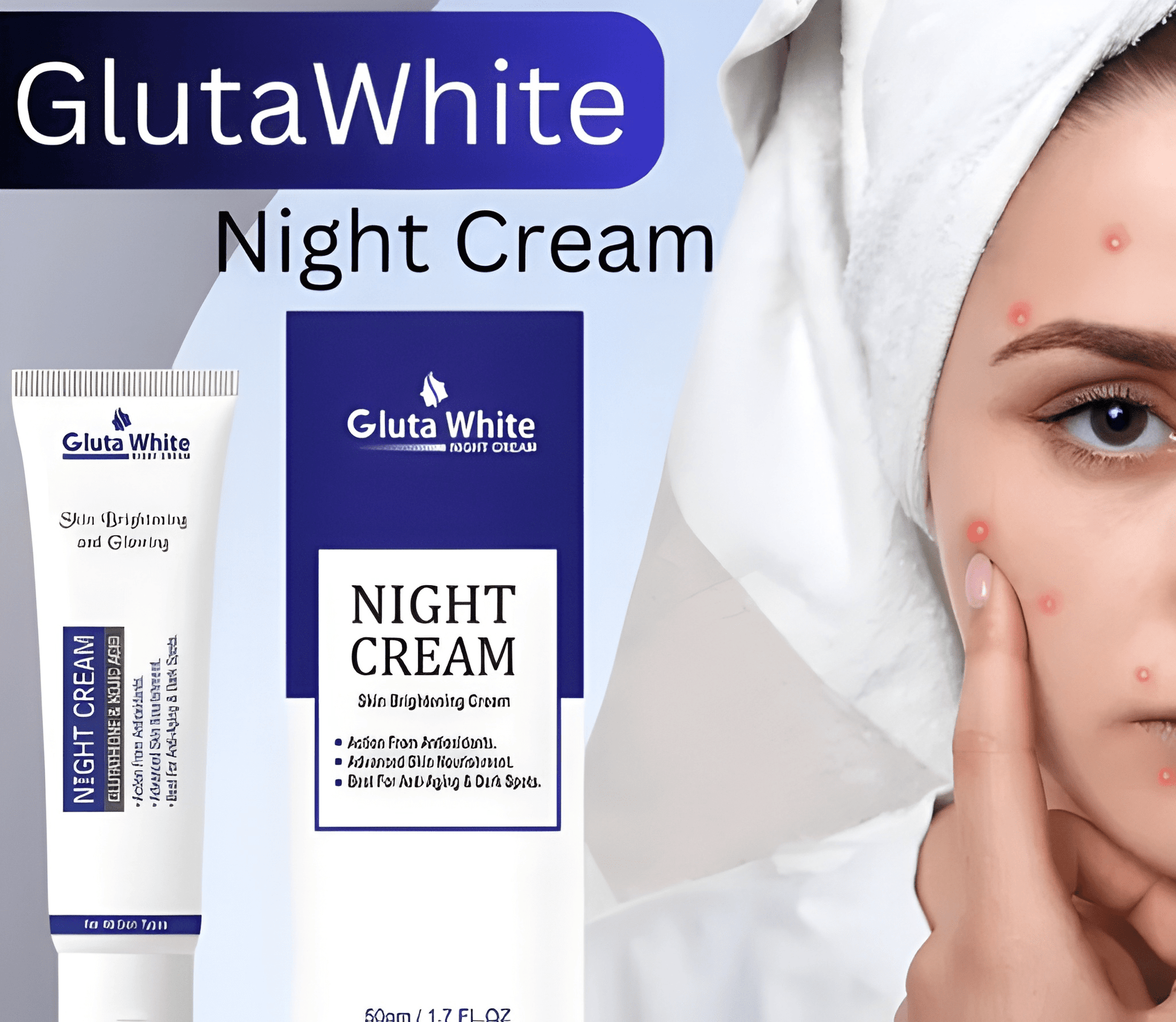 Gluta White Night Cream – Advanced Skin Brightening, Nourishing & Anti-Aging Formula (50ml)