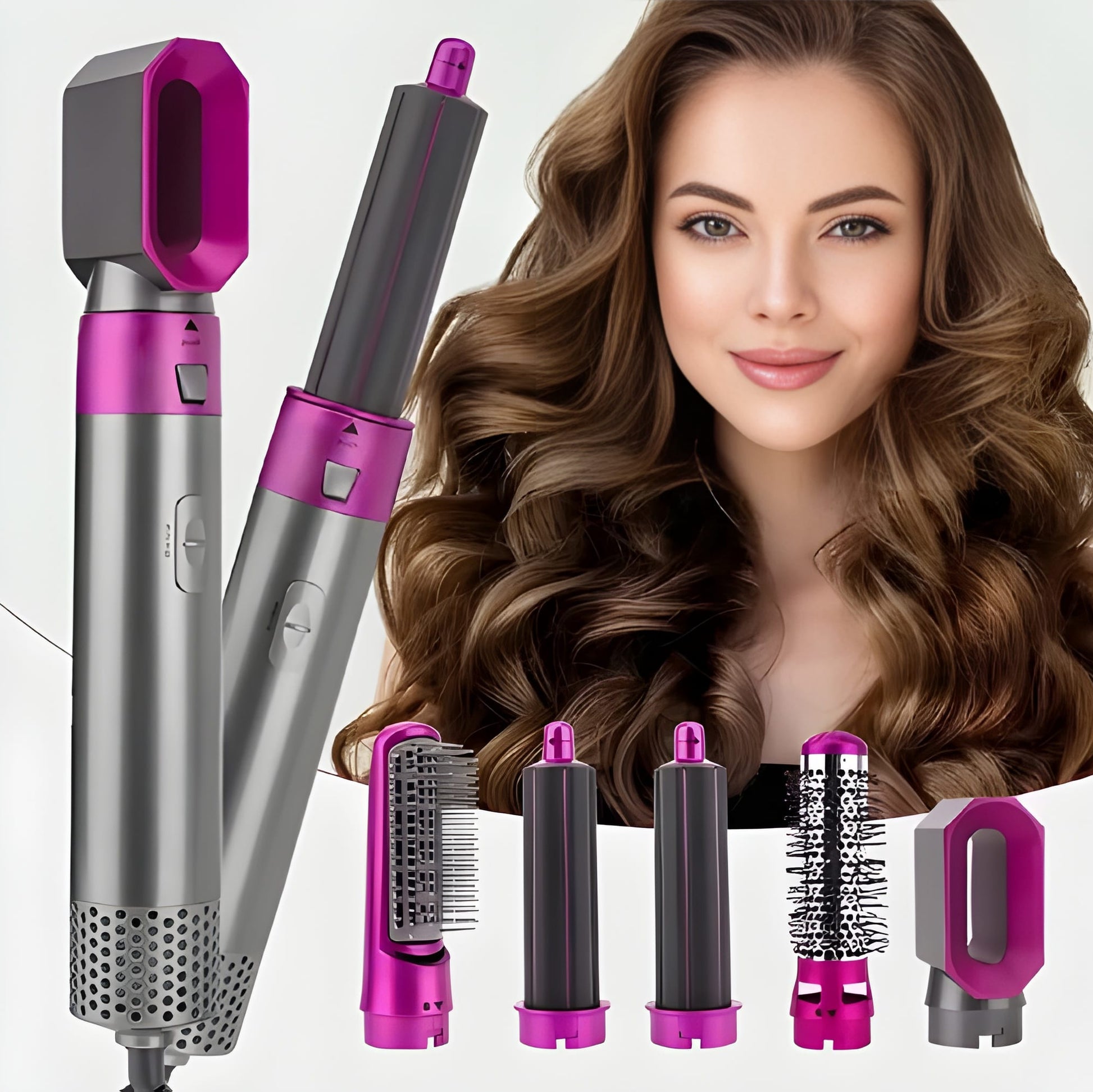 High Quality 5 In 1 Hair Styler Brush | Hair Straightener, Curler, Blow Dryer & Volumizer