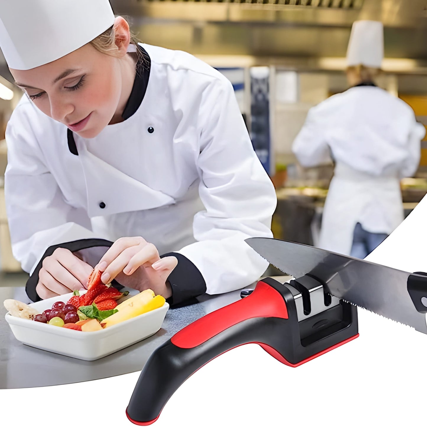 3 Stage Kitchen Knife Sharpener with Non Slip Rubber Handle