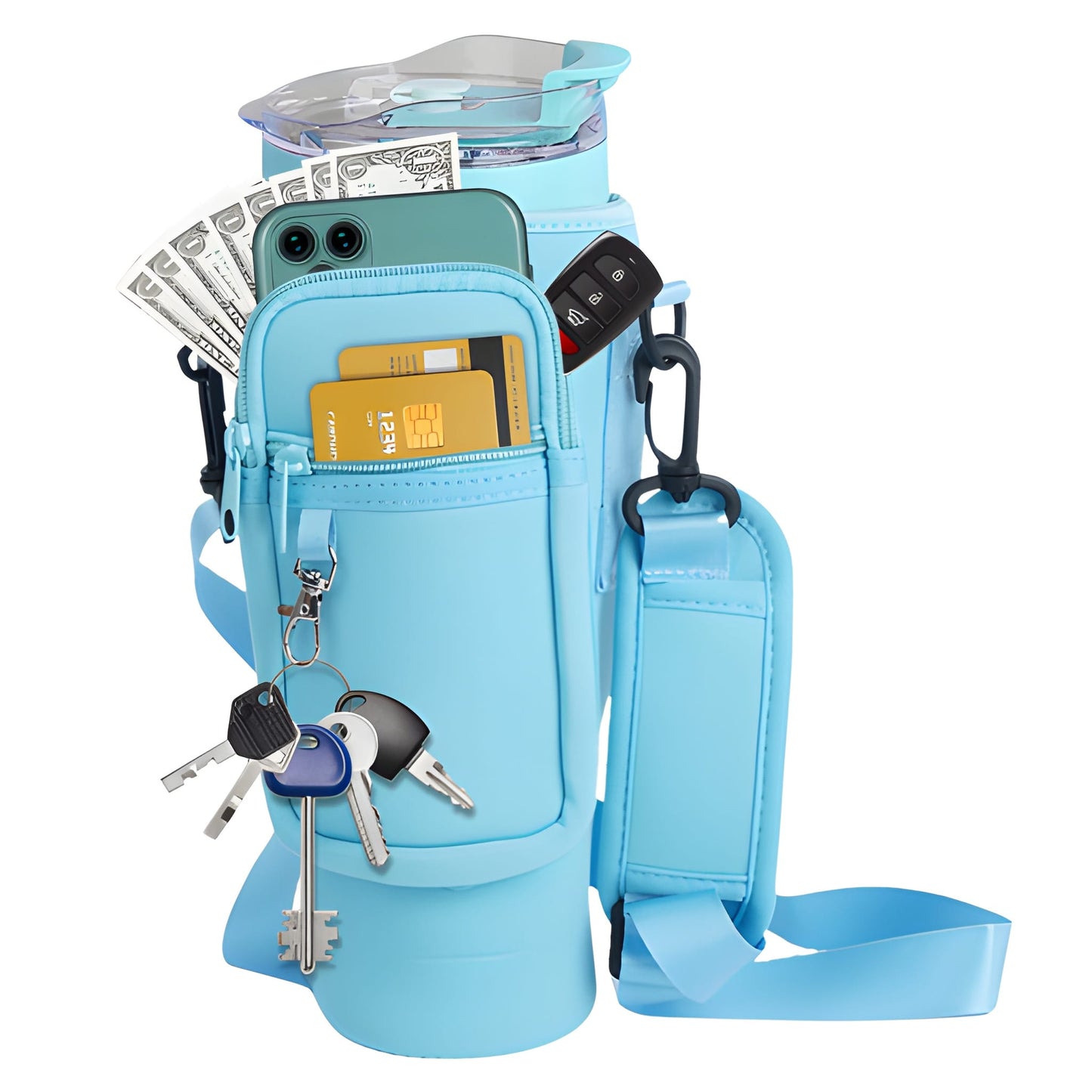 Water Bottle Carrier Bag with Phone Pocket 